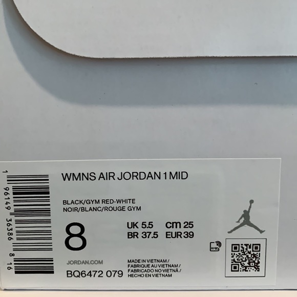 🖤❤️NIKE AIR JORDAN 1 MID SNEAKERS❤️🖤 - Picture 12 of 12